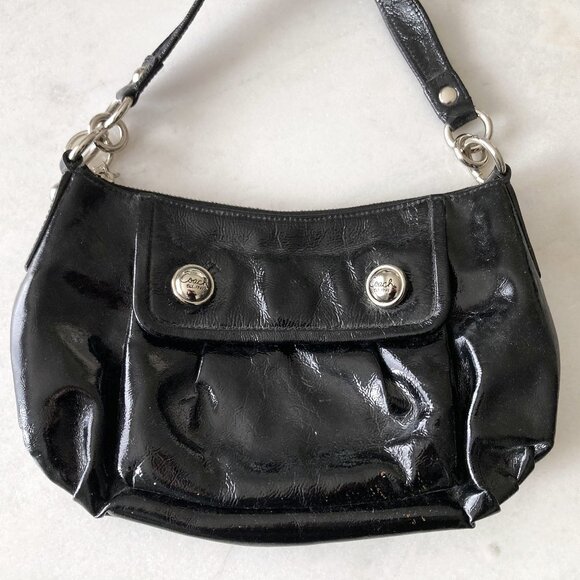 Coach black patent leather purse / shoulder bag - Picture 2 of 8
